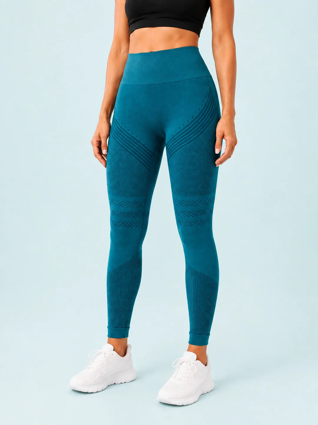 AvenLife Contour Seamless Leggings - Green - Aqua studio front v4